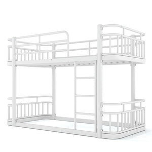 English Elm Twin XL Over XL Metal Bunk Bed with Guardrails for Teens and Adults White W5316P499399