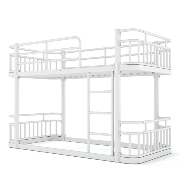 English Elm Twin XL Over XL Metal Bunk Bed with Guardrails for Teens and Adults White W5316P499399