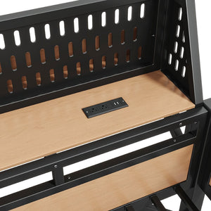English Elm Full Size Kids Metal Loft Bed with Slide Wardrobe USB Charging and LED Strip Lights W5316S00036