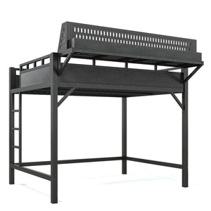 English Elm Ful Size Metal Loft Bed with Pegboard Shelves USB Charging and LED Ambient Lighting W5316S00041