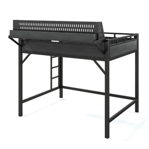 English Elm Ful Size Metal Loft Bed with Pegboard Shelves USB Charging and LED Ambient Lighting W5316S00041