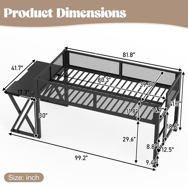English Elm Twin Xl Gaming Loft Bed with Staircase Led Lights Usb Ports and Mesh Guardrail W5316S00065