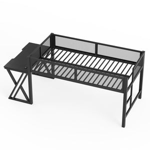 English Elm Twin Xl Gaming Loft Bed with Staircase Led Lights Usb Ports and Mesh Guardrail W5316S00065