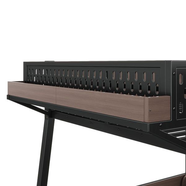 English Elm Full Metal Bunk Bed with LED Lighting USB Ports and Storage Shelves for Teens W5316S00071