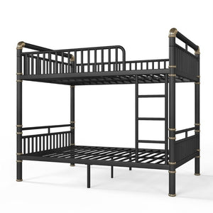 English Elm Full Over Bunk Bed Round Pipe Steel Frame Industrial Matte Black for Adults and Teens W5316S00079