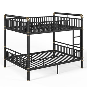 English Elm Queen Over Bunk Bed Heavy Duty Steel Frame Industrial Style with Gold Accents Adults W5316S00080