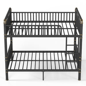 English Elm Queen Over Bunk Bed Heavy Duty Steel Frame Industrial Style with Gold Accents Adults W5316S00080
