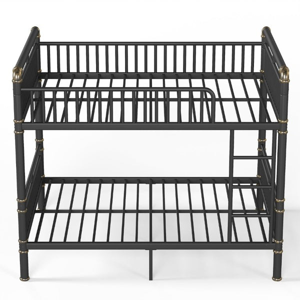 English Elm Queen Over Bunk Bed Heavy Duty Steel Frame Industrial Style with Gold Accents Adults W5316S00080