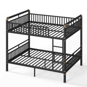 English Elm Queen Over Bunk Bed Heavy Duty Steel Frame Industrial Style with Gold Accents Adults W5316S00080