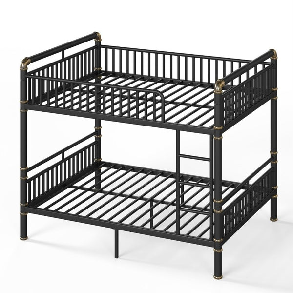 English Elm Queen Over Bunk Bed Heavy Duty Steel Frame Industrial Style with Gold Accents Adults W5316S00080