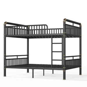 English Elm Queen Over Bunk Bed Heavy Duty Steel Frame Industrial Style with Gold Accents Adults W5316S00080