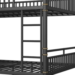 English Elm Queen Over Bunk Bed Heavy Duty Steel Frame Industrial Style with Gold Accents Adults W5316S00080