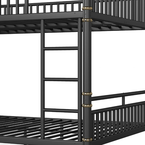 English Elm Queen Over Bunk Bed Heavy Duty Steel Frame Industrial Style with Gold Accents Adults W5316S00080