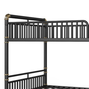 English Elm Queen Over Bunk Bed Heavy Duty Steel Frame Industrial Style with Gold Accents Adults W5316S00080