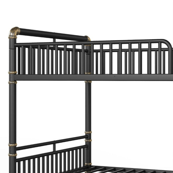 English Elm Queen Over Bunk Bed Heavy Duty Steel Frame Industrial Style with Gold Accents Adults W5316S00080