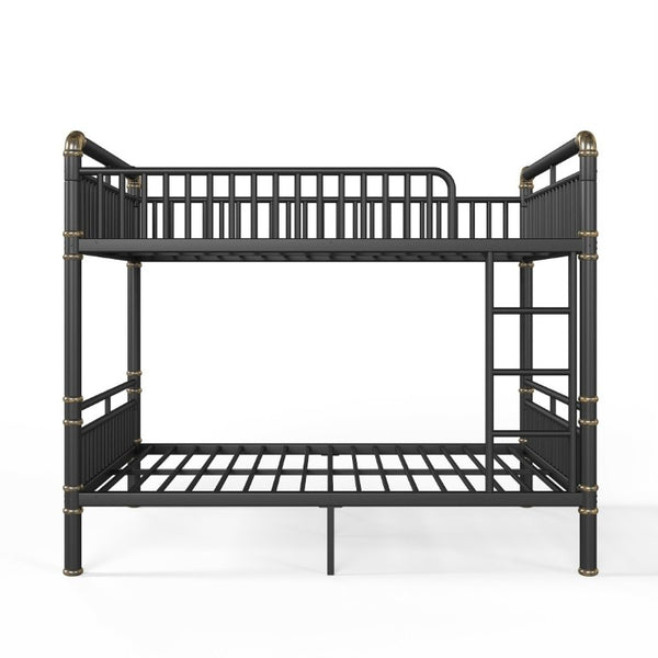 English Elm Queen Over Bunk Bed Heavy Duty Steel Frame Industrial Style with Gold Accents Adults W5316S00080