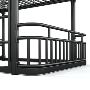 English Elm Full Over Bunk Bed Round Pipe Metal Frame with Guardrails for Teens and Adults Black W5316S00081