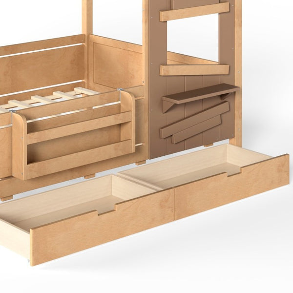 English Elm Full Size Pine Wood Playhouse Bed with Storage Drawers Window Shelf and Hooks W5316S00092