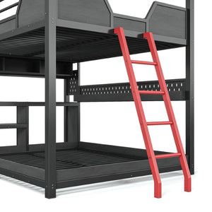 English Elm Full Over Metal Bunk Bed with LED Lighting USB Ports House Frame Gaming Kids Room W5316S00103