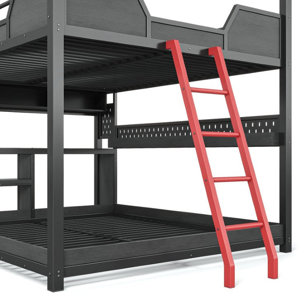 English Elm Full Size Gaming Loft Bed with Stair Storage Desk LED Lighting and USB Ports Black 106.1 L x 73.6 W x 82.7 H MDF+Metal W5316S00104