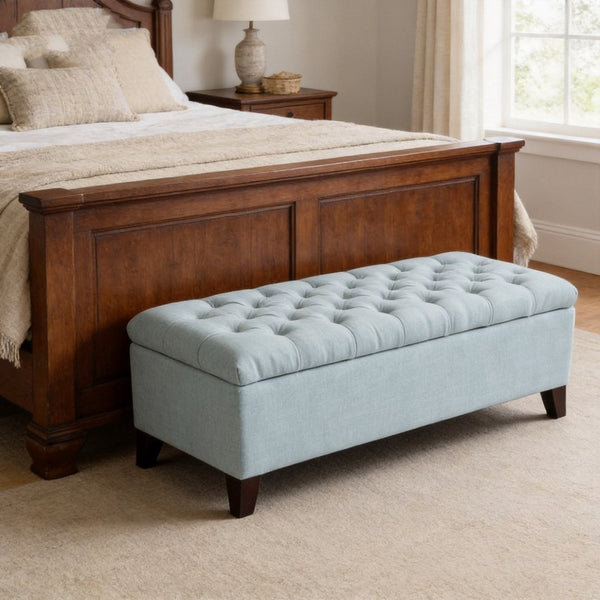 English Elm 50.25" Upholstered Storage Bench with Safety Hinge Soft Foam Seat for Bedroom Entryway W5325P423771