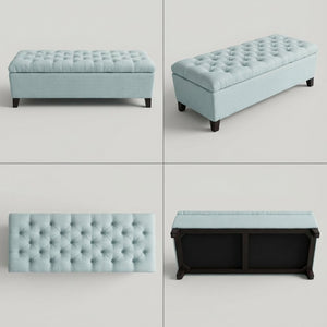 English Elm 50.25" Upholstered Storage Bench with Safety Hinge Soft Foam Seat for Bedroom Entryway W5325P423771