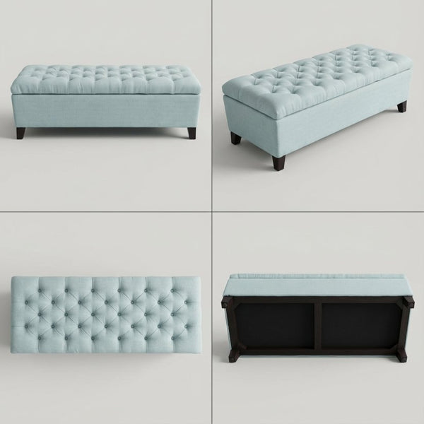 English Elm 50.25" Upholstered Storage Bench with Safety Hinge Soft Foam Seat for Bedroom Entryway W5325P423771