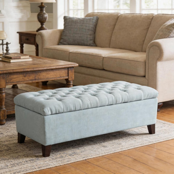English Elm 50.25" Upholstered Storage Bench with Safety Hinge Soft Foam Seat for Bedroom Entryway W5325P423771