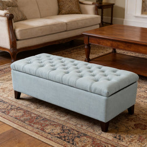 English Elm 50.25" Upholstered Storage Bench with Safety Hinge Soft Foam Seat for Bedroom Entryway W5325P423771