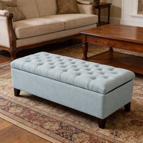 English Elm 50.25" Upholstered Storage Bench with Safety Hinge Soft Foam Seat for Bedroom Entryway W5325P423771