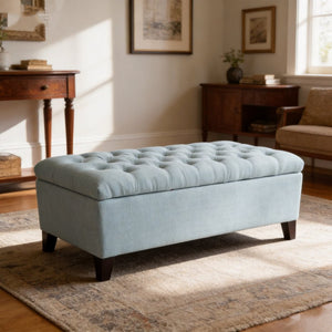 English Elm 50.25" Upholstered Storage Bench with Safety Hinge Soft Foam Seat for Bedroom Entryway W5325P423771