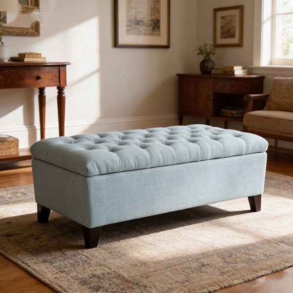 English Elm 50.25" Upholstered Storage Bench with Safety Hinge Soft Foam Seat for Bedroom Entryway W5325P423771