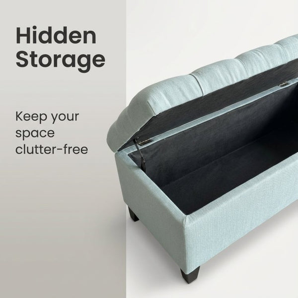 English Elm 50.25" Upholstered Storage Bench with Safety Hinge Soft Foam Seat for Bedroom Entryway W5325P423771