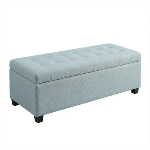 English Elm Storage Ottoman Bench Tufted Polyester Seat with Wooden Legs for Entryway or Bedroom W5325P423786