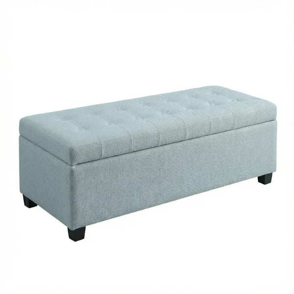 English Elm Storage Ottoman Bench Tufted Polyester Seat with Wooden Legs for Entryway or Bedroom W5325P423786