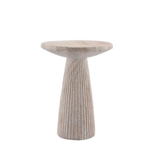 English Elm Fluted Pedestal Round Table Faux Travertine MGO Stone Accent for Patio or Living Room W5351P547486