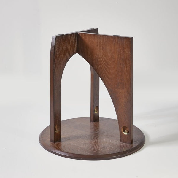 English Elm 100% Solid Wood Round Side Tables Set of Two with U-shaped Base for Living Room W5368P495794