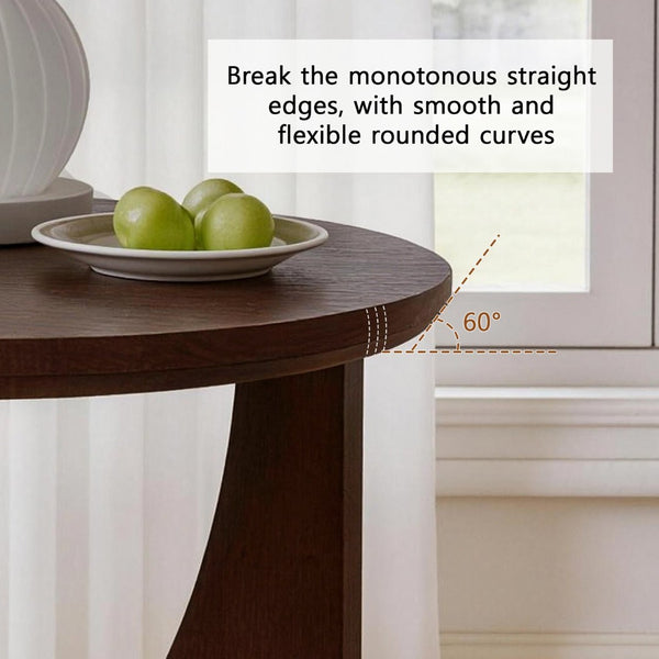 English Elm 100% Solid Wood Round Side Tables Set of Two with U-shaped Base for Living Room W5368P495794