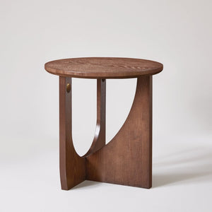 English Elm 100% Solid Wood Round Side Tables Set of Two with U-shaped Base for Living Room W5368P495794