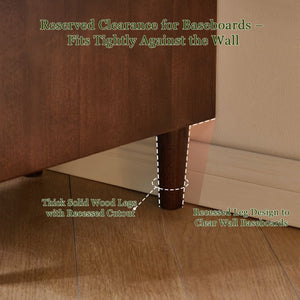 English Elm Solid Wood Two Drawer Nightstand with Silent Glide Rails and Open Shelf for Bedroom W5368P497697