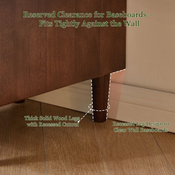 English Elm Solid Wood Two Drawer Nightstand with Silent Glide Rails and Open Shelf for Bedroom W5368P497697