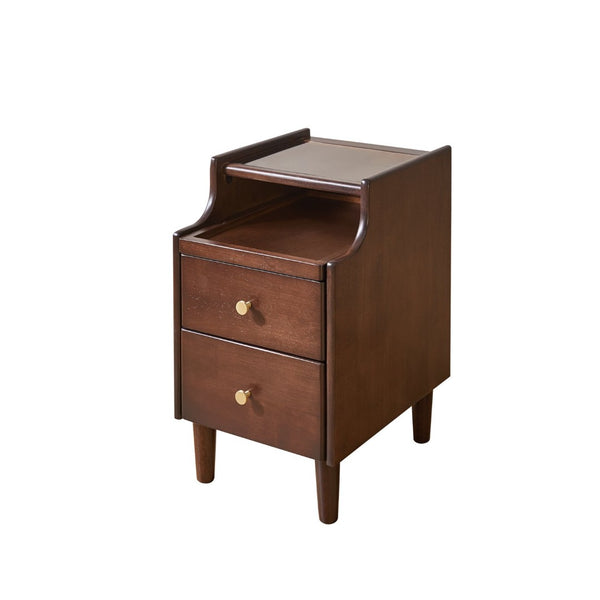 English Elm Solid Wood Two Drawer Nightstand with Silent Glide Rails and Open Shelf for Bedroom W5368P497697