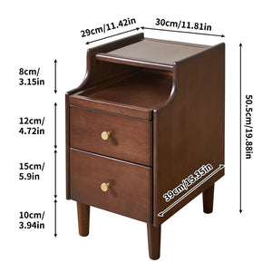 English Elm Solid Wood Two Drawer Nightstand with Silent Glide Rails and Open Shelf for Bedroom W5368P497697