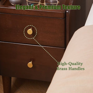 English Elm Solid Wood Two Drawer Nightstand with Silent Glide Rails and Open Shelf for Bedroom W5368P497697