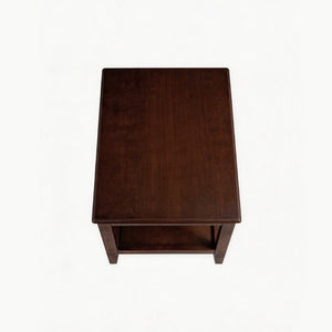 English Elm 100% Solid Rubberwood 2-tier End Table with Open Shelf for Living Room or Office W5368P497698