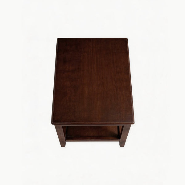 English Elm 100% Solid Rubberwood 2-tier End Table with Open Shelf for Living Room or Office W5368P497698