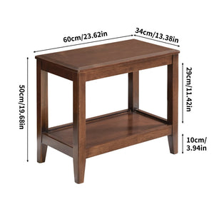 English Elm 100% Solid Rubberwood 2-tier End Table with Open Shelf for Living Room or Office W5368P497698