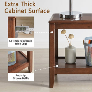 English Elm 100% Solid Rubberwood 2-tier End Table with Open Shelf for Living Room or Office W5368P497698