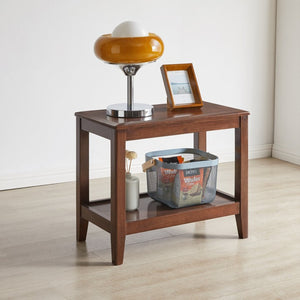 English Elm 100% Solid Rubberwood 2-tier End Table with Open Shelf for Living Room or Office W5368P497698