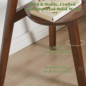 English Elm 100% Solid Rubberwood Round End Table Two-tier Walnut Mid-century Living Room Side W5368P497699